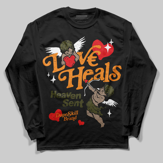 Jordan 5 "Olive" DopeSkill Long Sleeve T-Shirt New Love Heals Graphic Streetwear - Black