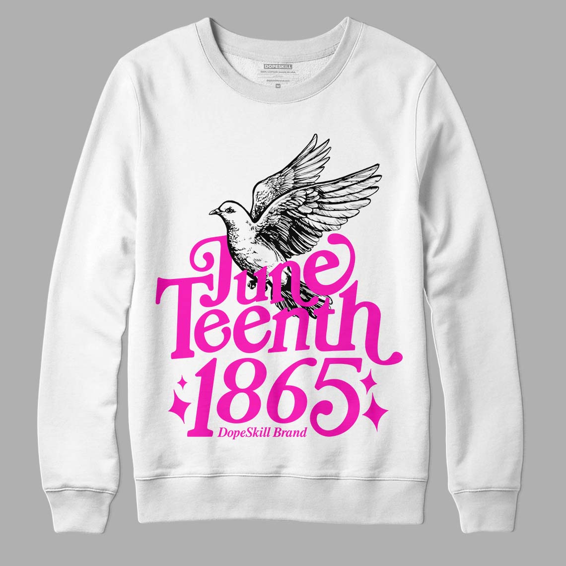 Dunk Low GS “Active Fuchsia” DopeSkill Sweatshirt Juneteenth 1865 Graphic Streetwear - White