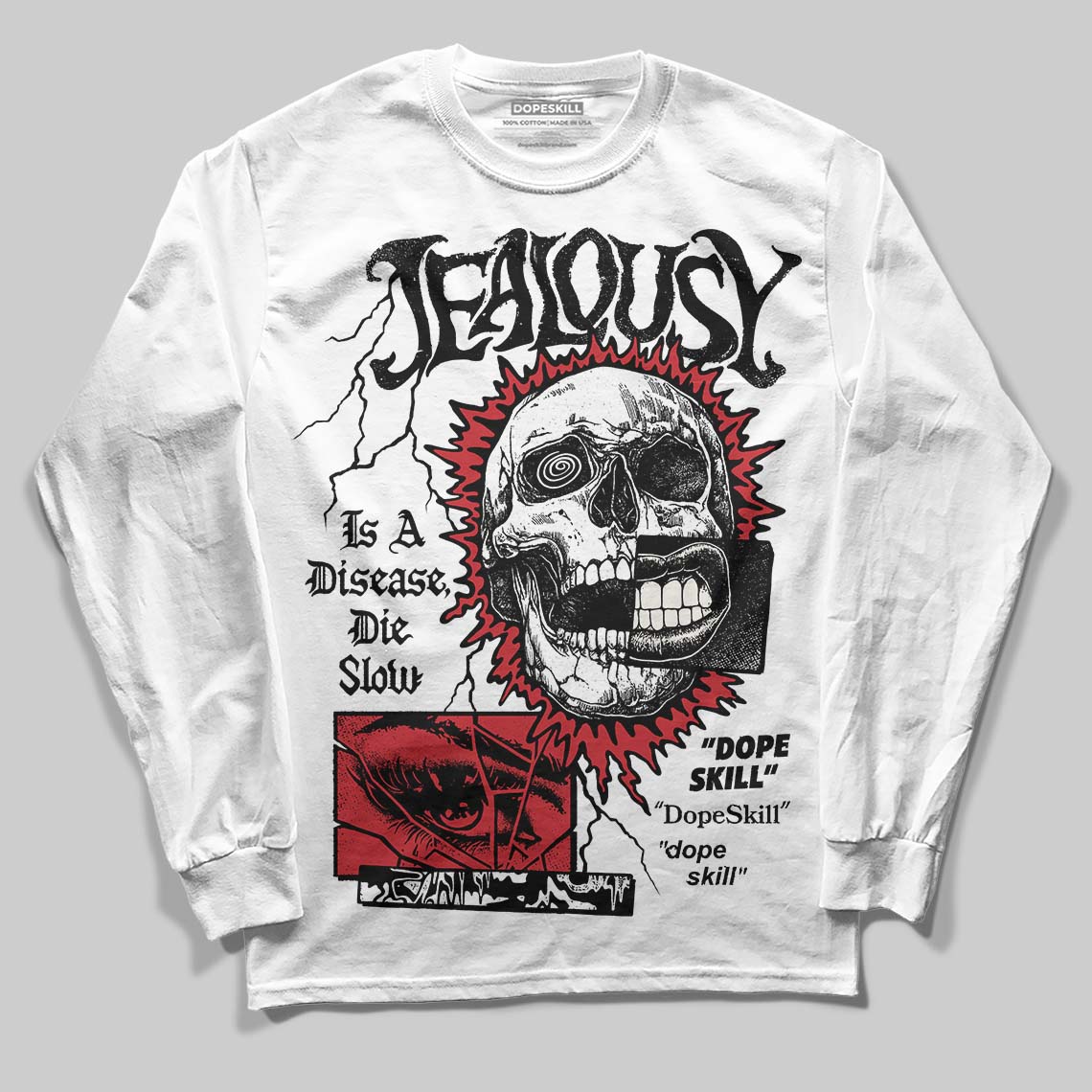 Jordan 4 “Flight Club” DopeSkill Long Sleeve T-Shirt Jealousy Graphic Streetwear - White