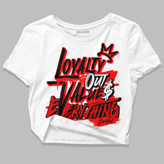 Jordan 1 Retro High OG "Satin Bred" DopeSkill Women's Crop Top LOVE Graphic Streetwear - White