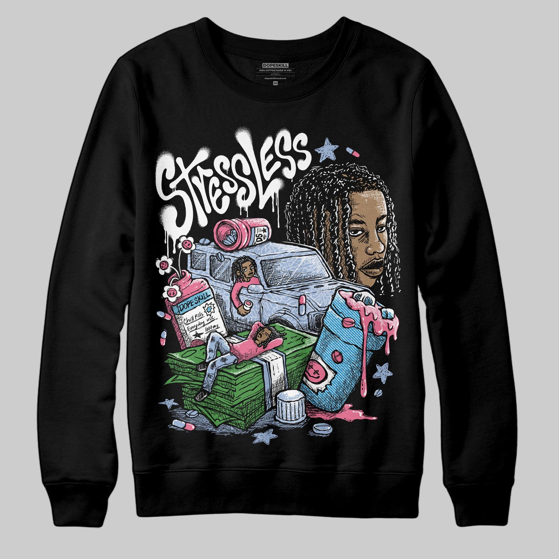 Jordan 3 GS “Cobalt Bliss” DopeSkill Sweatshirt Stressless Graphic Streetwear - Black