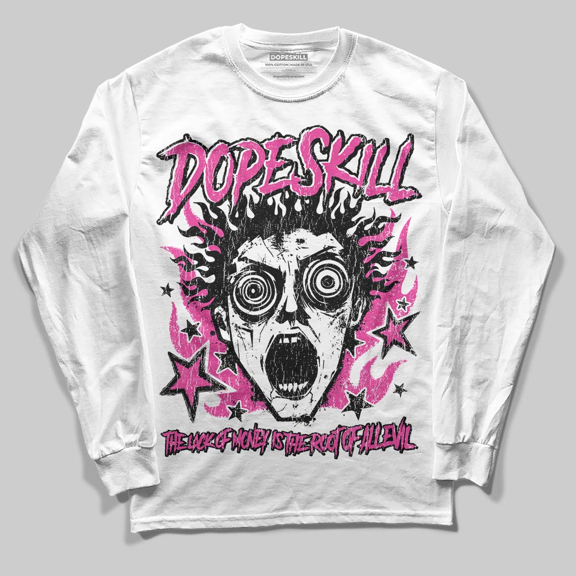 Pink Sneakers DopeSkill Long Sleeve T-Shirt Root of Evil Graphic Streetwear - White