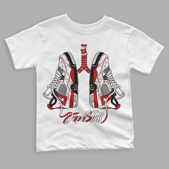 Jordan 4 Retro Red Cement DopeSkill Toddler Kids T-shirt Breathe Graphic Streetwear - White