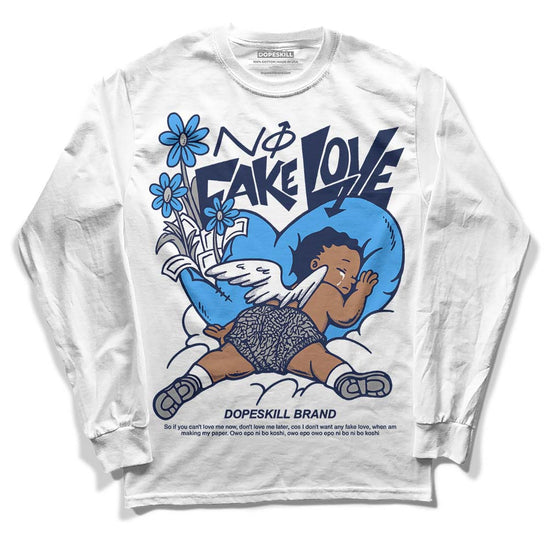 Jordan Spiz’ike Low “White/Obsidian” DopeSkill Long Sleeve T-Shirt No Fake Love Graphic Streetwear - White