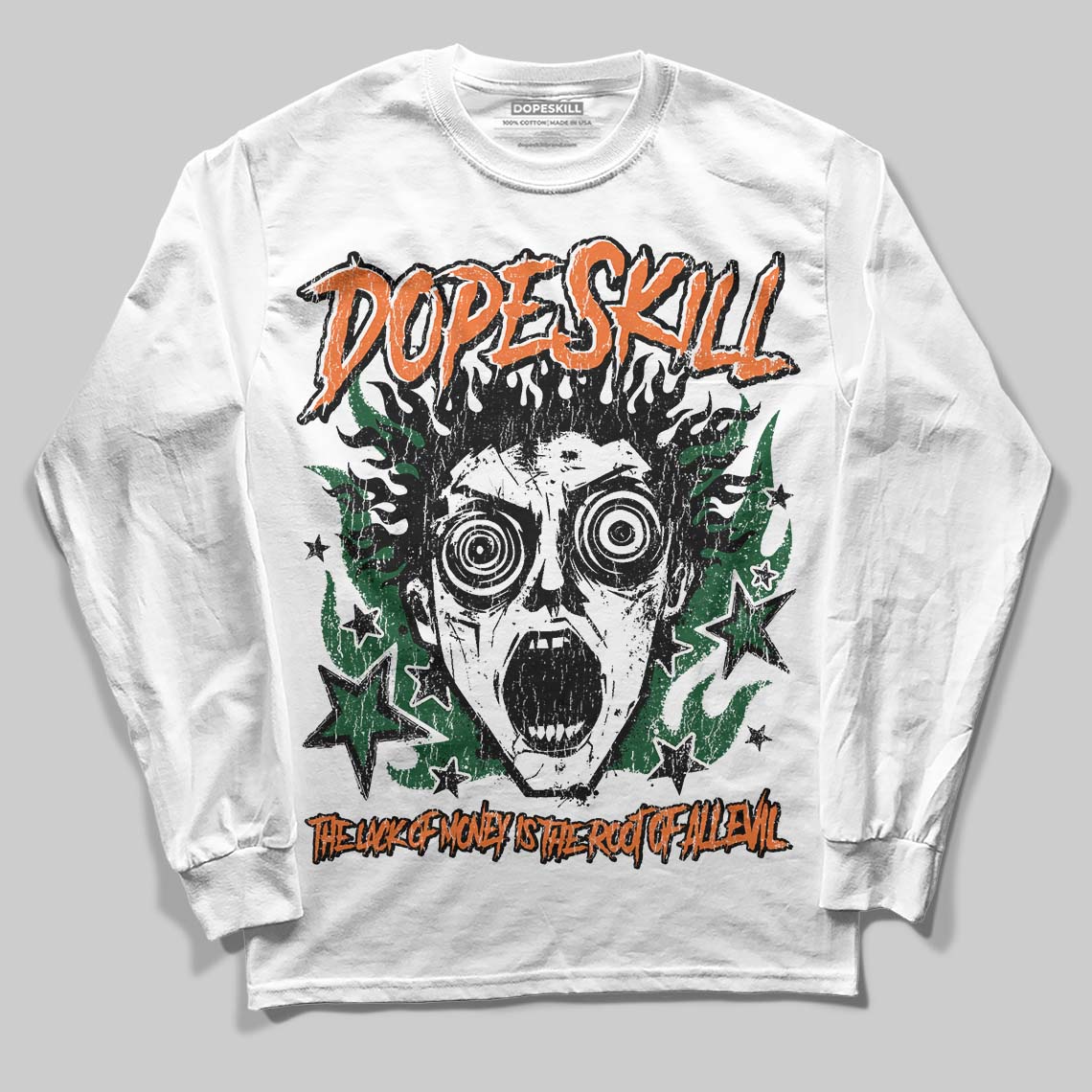 SoleFly x Air Jordan 3 “Fruits Of Our Labor” DopeSkill Long Sleeve T-Shirt Root of Evil Graphic Streetwear - White