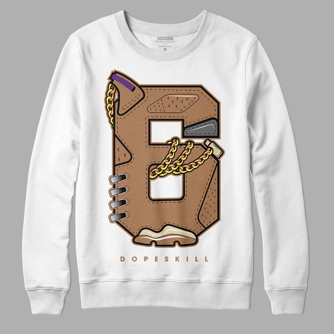 Jordan 6 WMNS Gore-Tex Brown Kelp DopeSkill Sweatshirt No.6 Graphic Streetwear - White