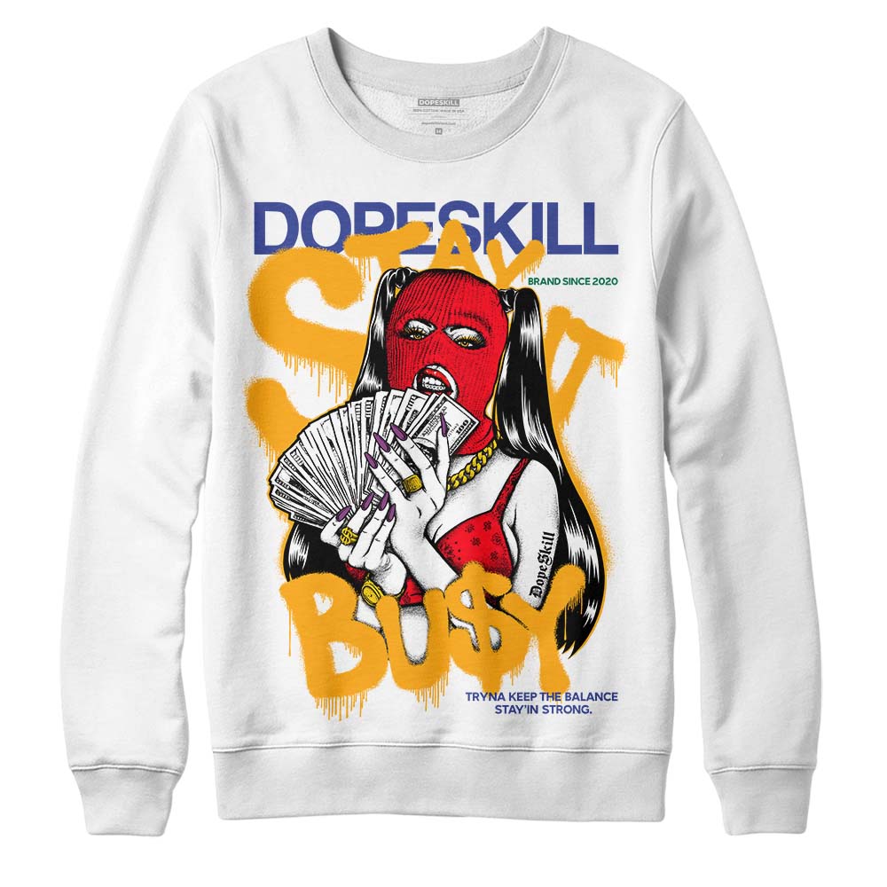 Jordan 1 Mid GS 'Six Championships' DopeSkill Sweatshirt Stay It Busy Graphic Streetwear - White