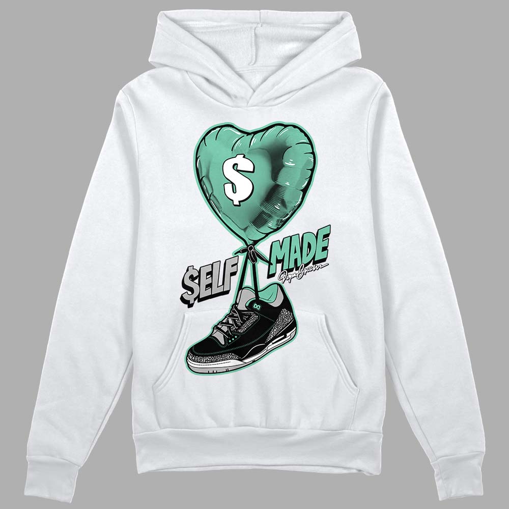 Jordan 3 "Green Glow" DopeSkill Hoodie Sweatshirt Self Made Graphic Streetwear - White 