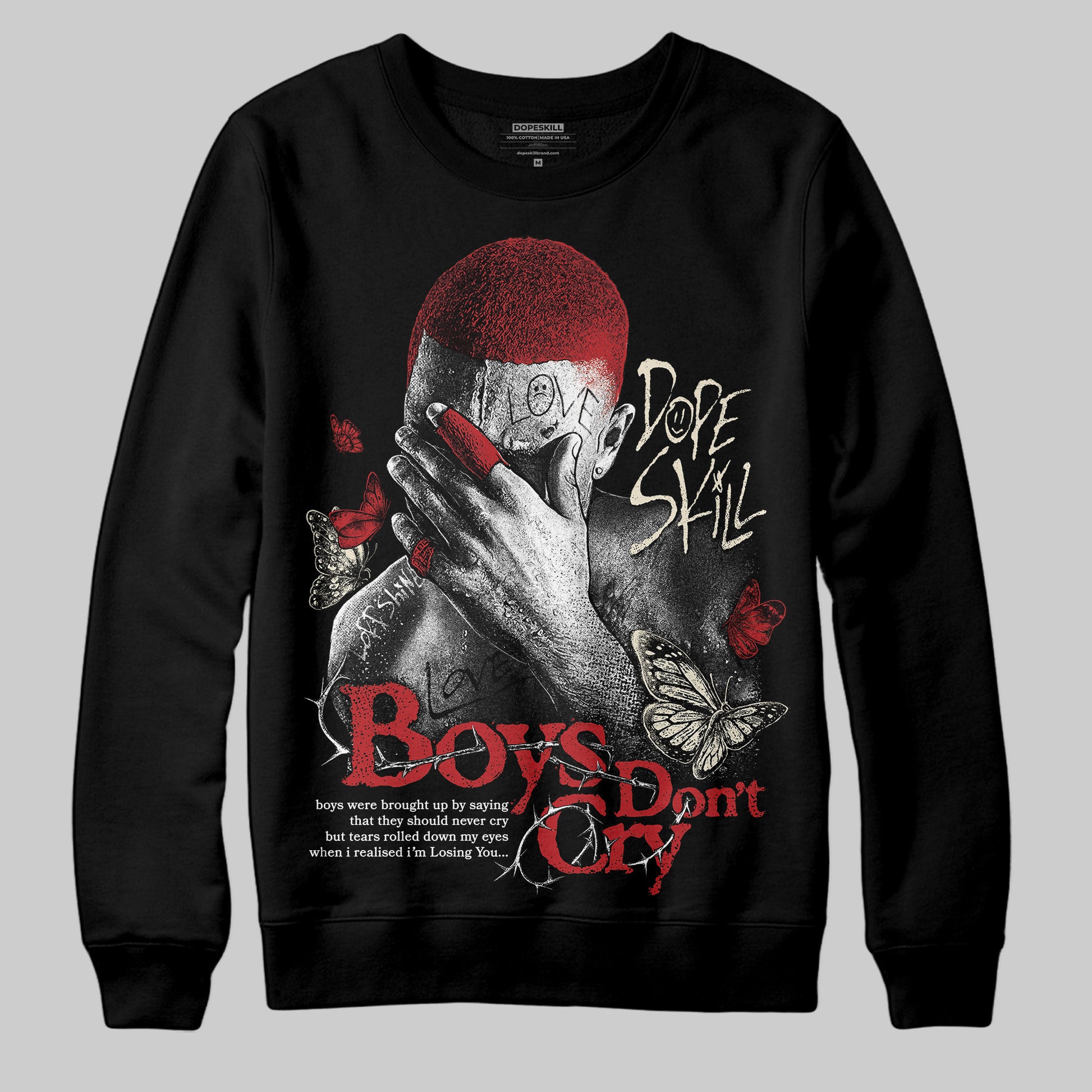 Jordan 1 Retro High OG Black Toe Reimagined DopeSkill Sweatshirt Boys Don't Cry Graphic Streetwear - Black