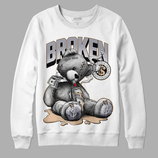 Jordan 4 Retro Frozen Moments DopeSkill Sweatshirt Sick Bear Graphic Streetwear - White 