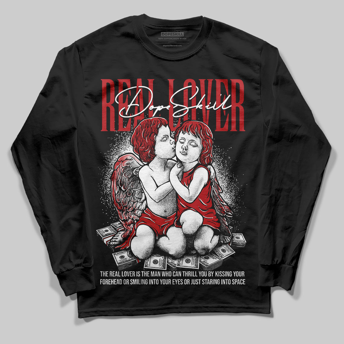 Jordan 1 Retro High OG Black Toe Reimagined DopeSkill Long Sleeve T-Shirt Real Lover Graphic Streetwear - Black