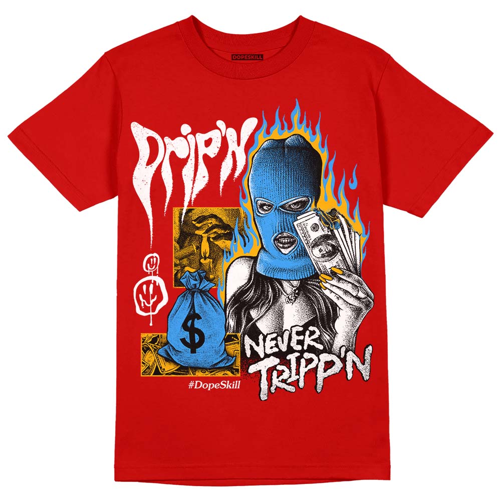 Red Sneakers DopeSkill Red T-Shirt Drip'n Never Tripp'n Graphic Streetwear