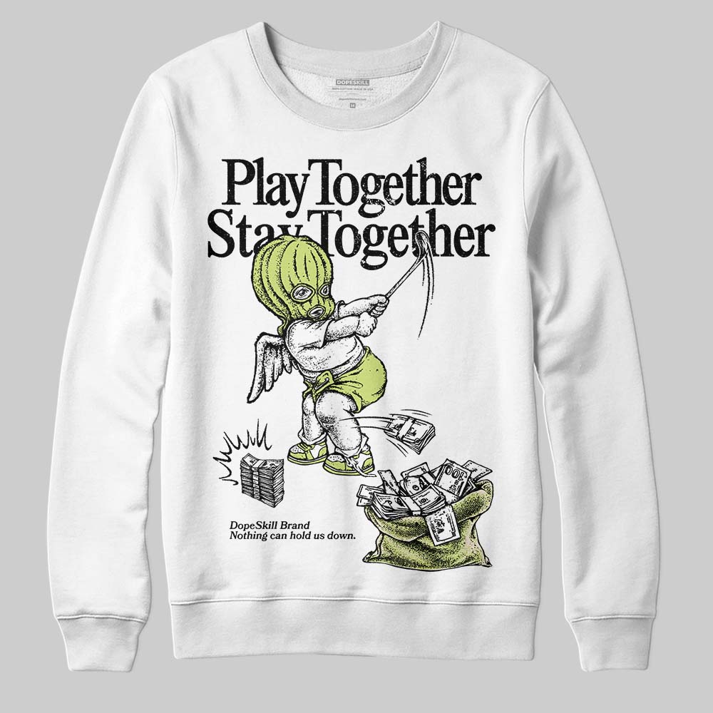 Jordan 5 “Luminous Green” DopeSkill Sweatshirt Play together, Stay together Graphic Streetwear - White
