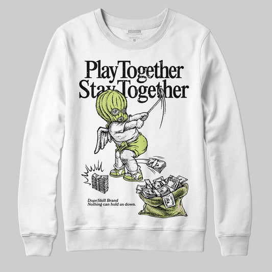 Jordan 5 “Luminous Green” DopeSkill Sweatshirt Play together, Stay together Graphic Streetwear - White