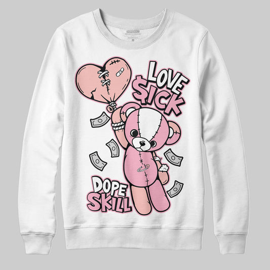 AMIRI White & Pink Stars Court Sneakers DopeSkill Sweatshirt Love Sick Graphic Streetwear - White