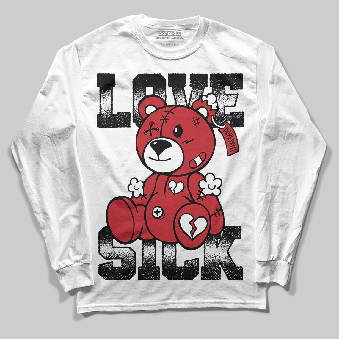 Jordan 11 Retro Low Bred (2025) DopeSkill Long Sleeve T-Shirt Love Sick Graphic Streetwear - White