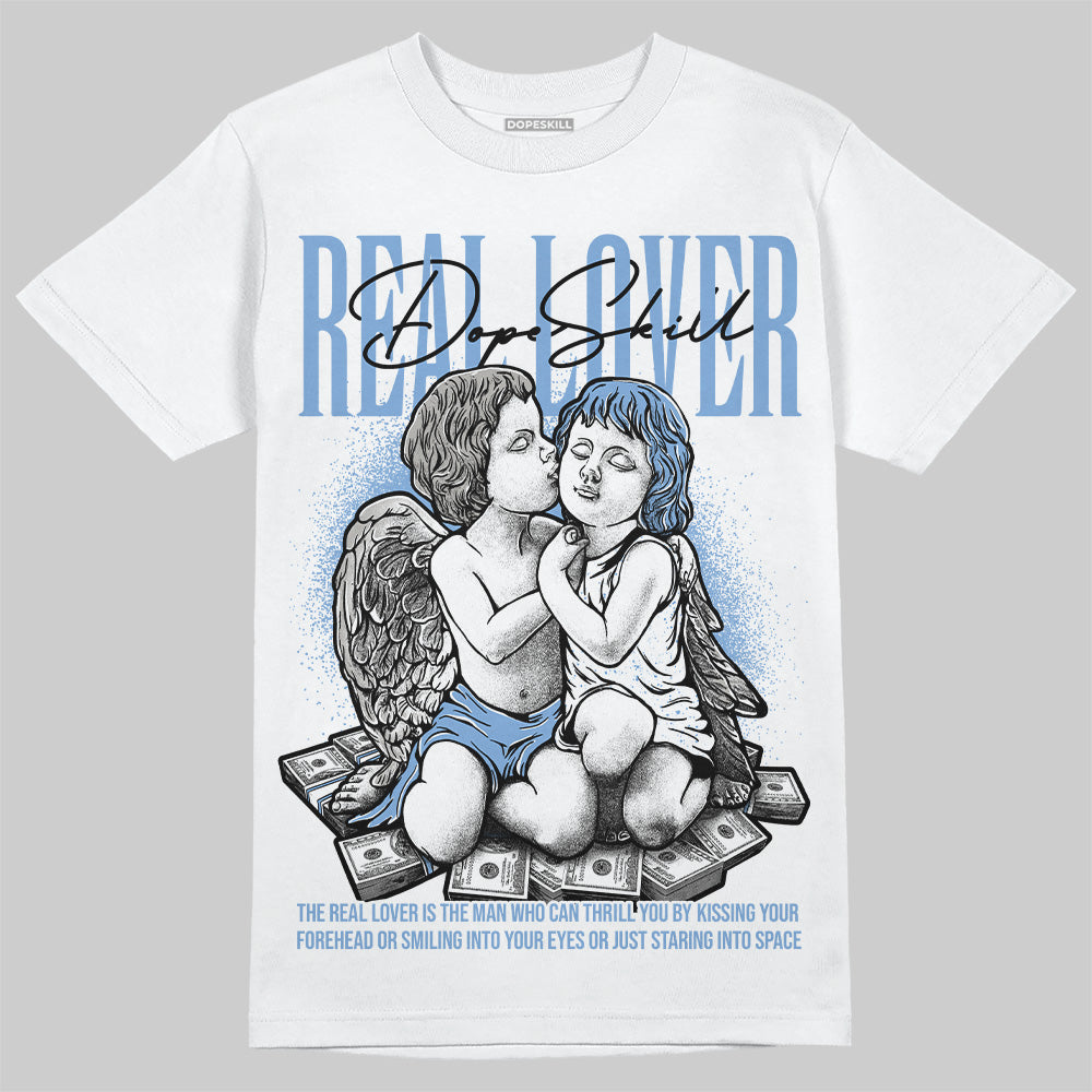 Jordan 5 Retro University Blue DopeSkill T-Shirt Real Lover Graphic Streetwear - White