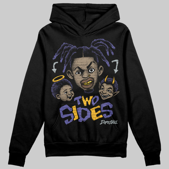 Jordan 4 Retro Lakers DopeSkill Hoodie Sweatshirt Two Sides Graphic Streetwear - Black