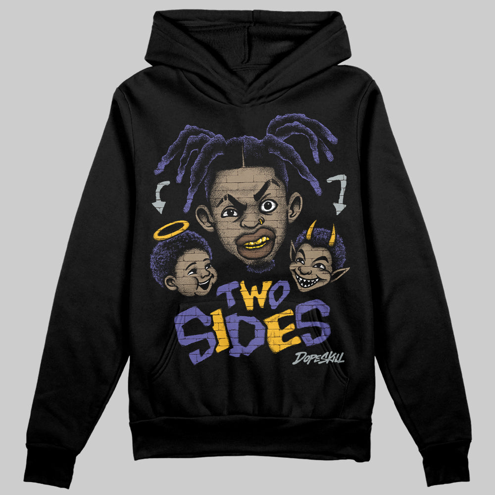 Jordan 4 Retro Lakers DopeSkill Hoodie Sweatshirt Two Sides Graphic Streetwear - Black