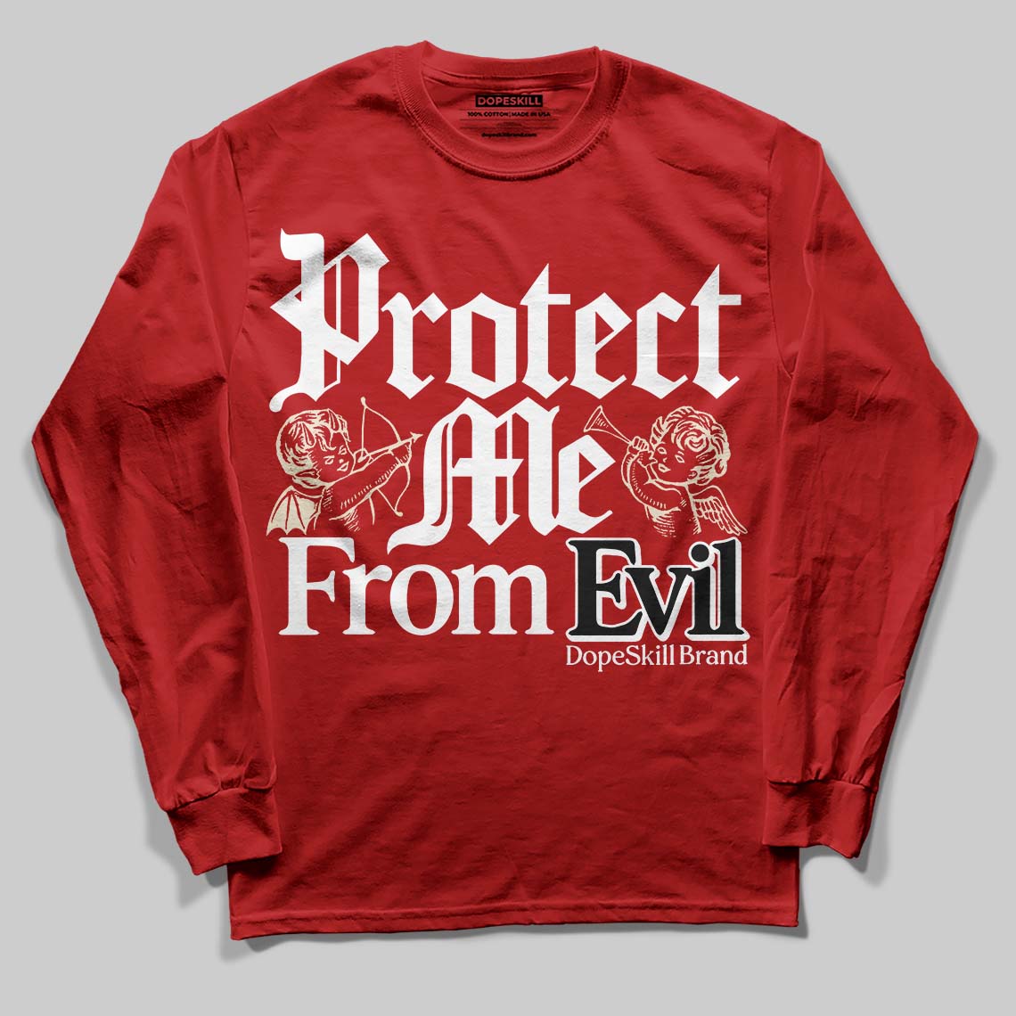 Nigel Sylvester x Air Jordan 4 ‘Brick by Brick’ DopeSkill Long Sleeve T-Shirt Protect Me From Evil Graphic Streetwear - Red