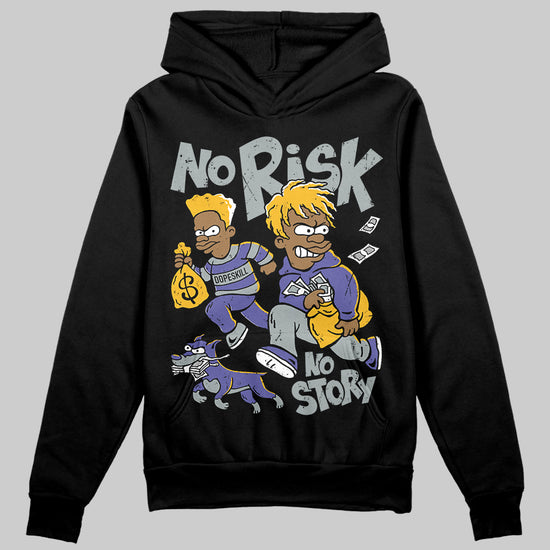 Jordan 4 Retro Lakers DopeSkill Hoodie Sweatshirt No Risk No Story Graphic Streetwear - Black