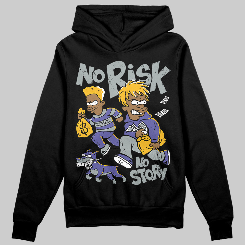 Jordan 4 Retro Lakers DopeSkill Hoodie Sweatshirt No Risk No Story Graphic Streetwear - Black