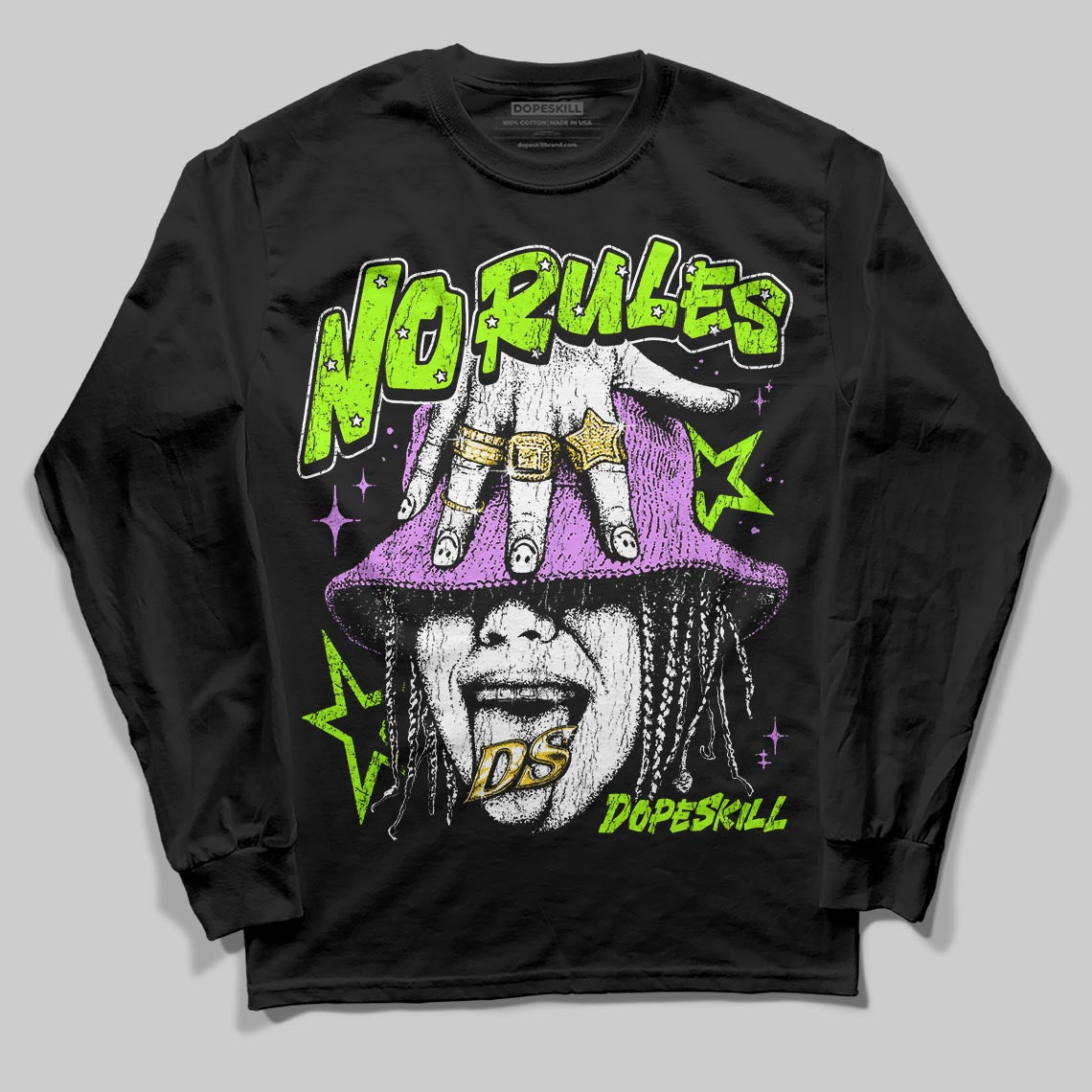 Neon Green Sneakers DopeSkill Long Sleeve T-Shirt No Rules Graphic Streetwear - black