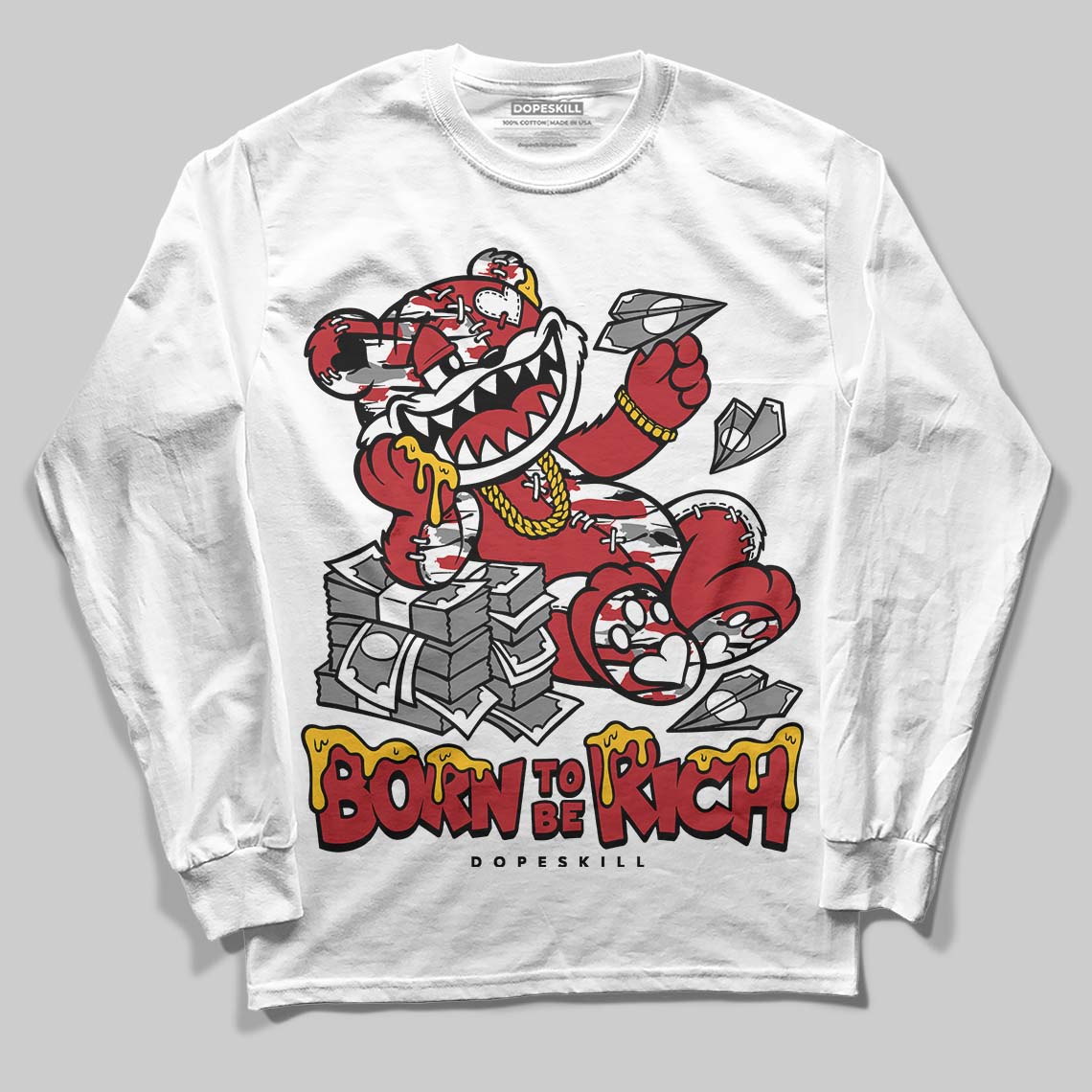Jordan 8 Retro Bugs Bunny (2025) DopeSkill Long Sleeve T-Shirt Born To Be Rich Graphic Streetwear - White