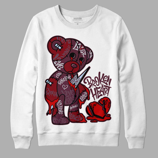 Jordan 5 Retro Burgundy (2023) DopeSkill Sweatshirt Broken Heart Graphic Streetwear - White