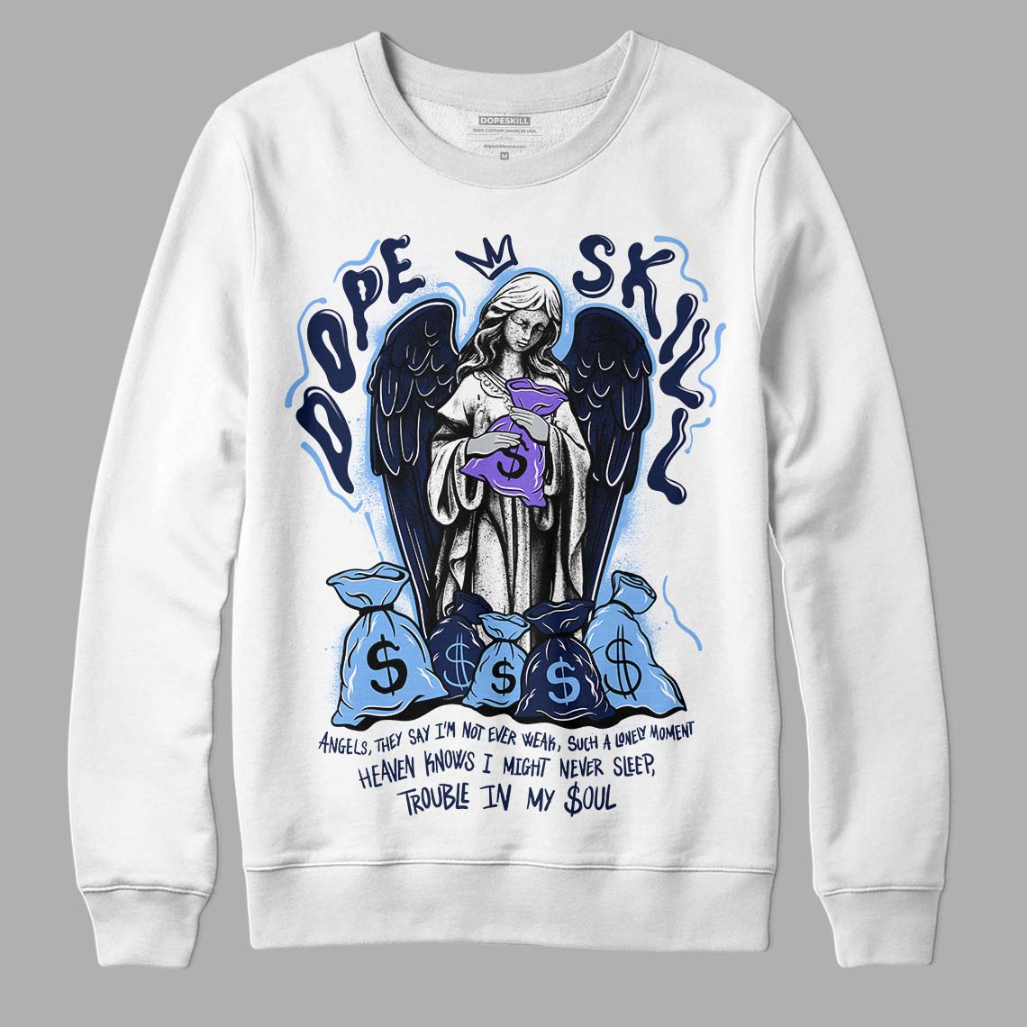 Jordan 5 SE “Georgetown” DopeSkill Sweatshirt Angels Graphic Streetwear