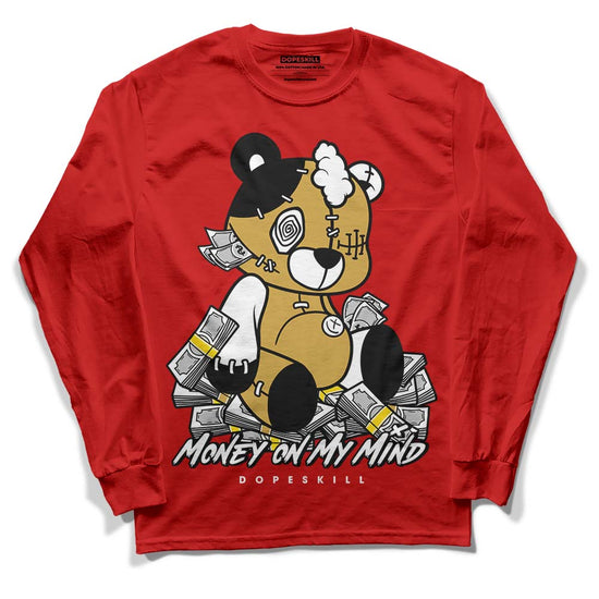 Red Sneakers DopeSkill Red Long Sleeve T-Shirt MOMM Bear Graphic Streetwear