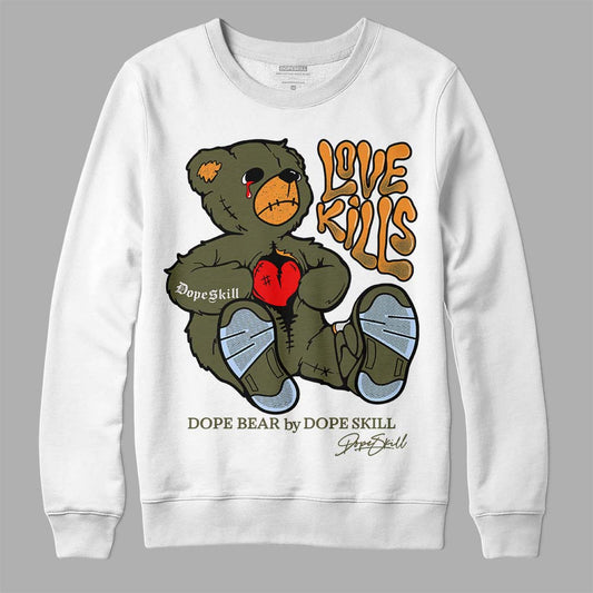 Jordan 5 "Olive" DopeSkill Sweatshirt Love Kills Graphic Streetwear - White 