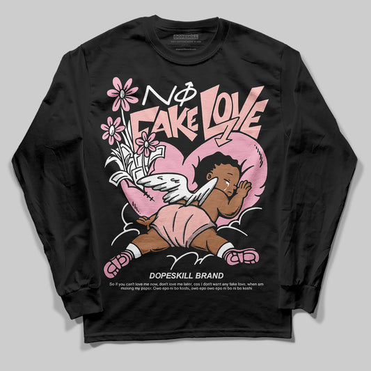 AMIRI White & Pink Stars Court Sneakers DopeSkill Long Sleeve T-Shirt No Fake Love Graphic Streetwear - Black