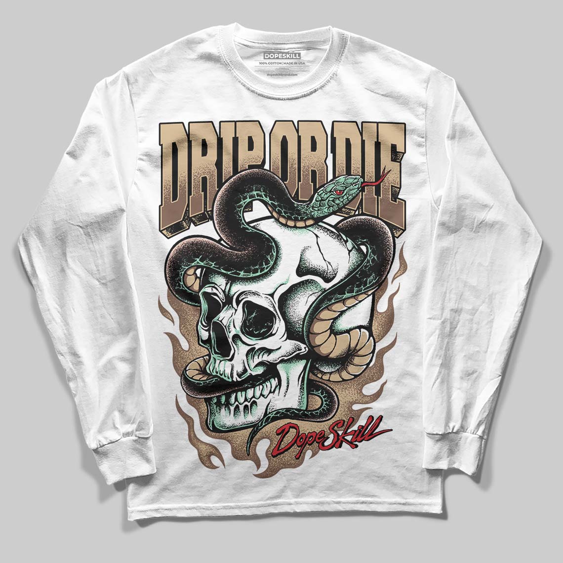 TAN Sneakers DopeSkill Long Sleeve T-Shirt Drip or Die Graphic Streetwear - White