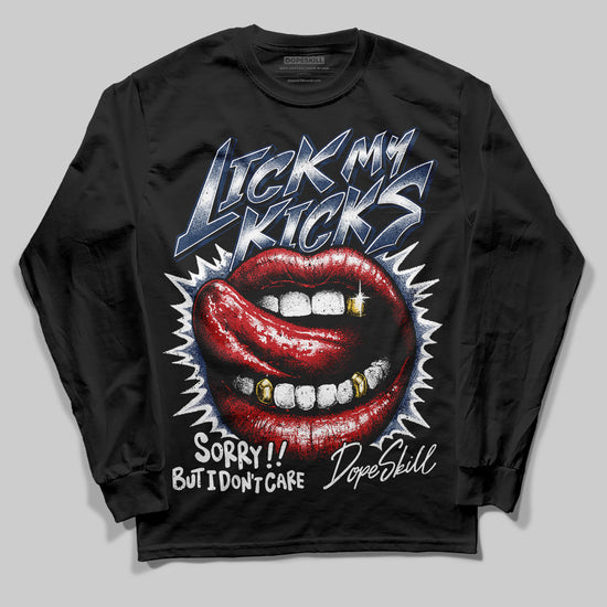 Jordan 4 SB “Summit White/Navy” DopeSkill Long Sleeve T-Shirt Lick My Kicks Graphic Streetwear - Black