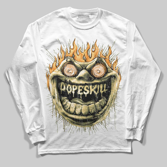 Olive Sneakers DopeSkill Long Sleeve T-Shirt Hellfire Graphic Streetwear - White