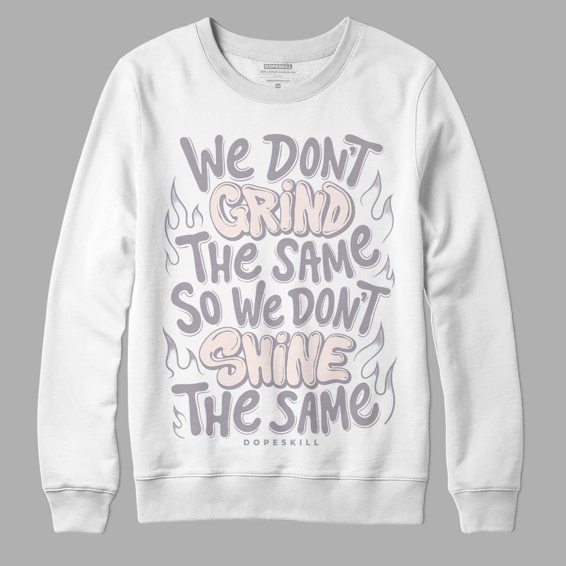 Jordan 2 Cement Grey DopeSkill Sweatshirt Grind Shine Graphic Streetwear - White