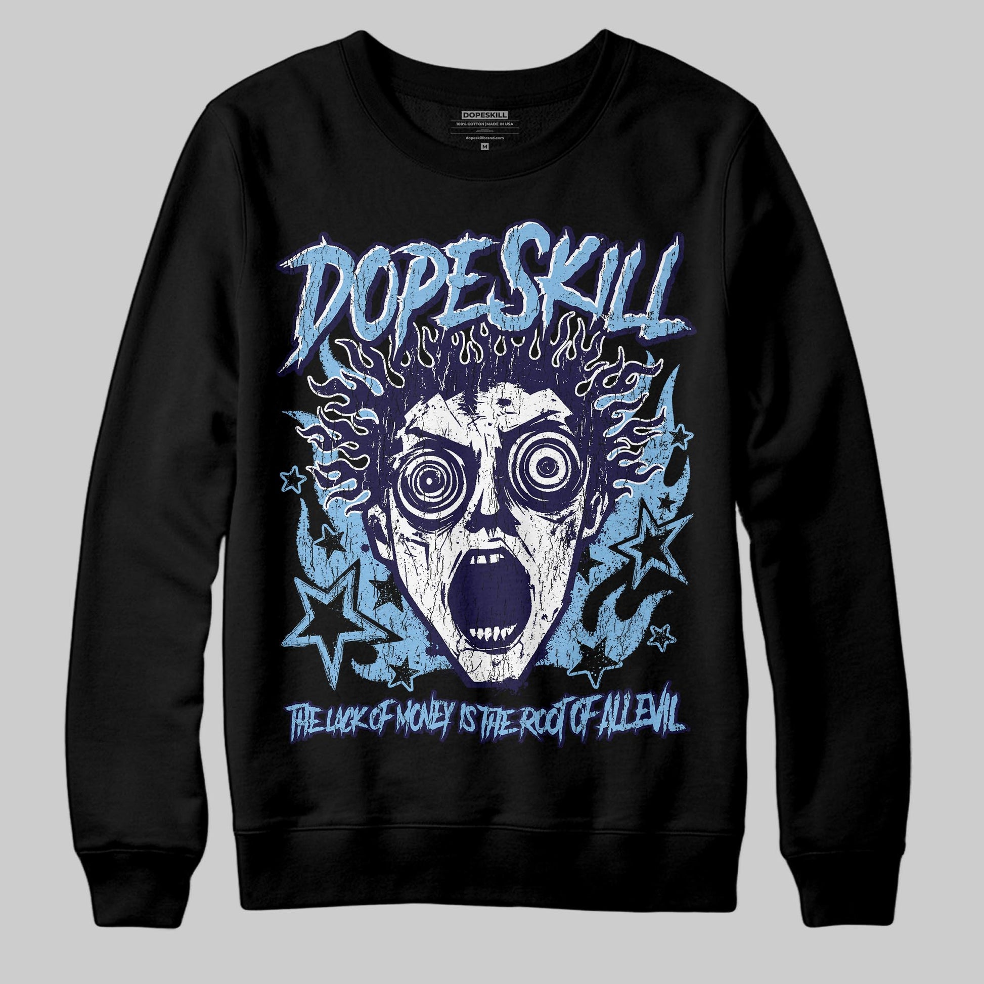 University Blue Sneakers DopeSkill Sweatshirt Root of Evil Graphic Streetwear - Black