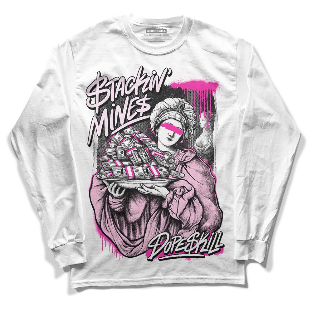 Pink Sneakers DopeSkill Long Sleeve T-Shirt Stackin Mines Graphic Streetwear - White