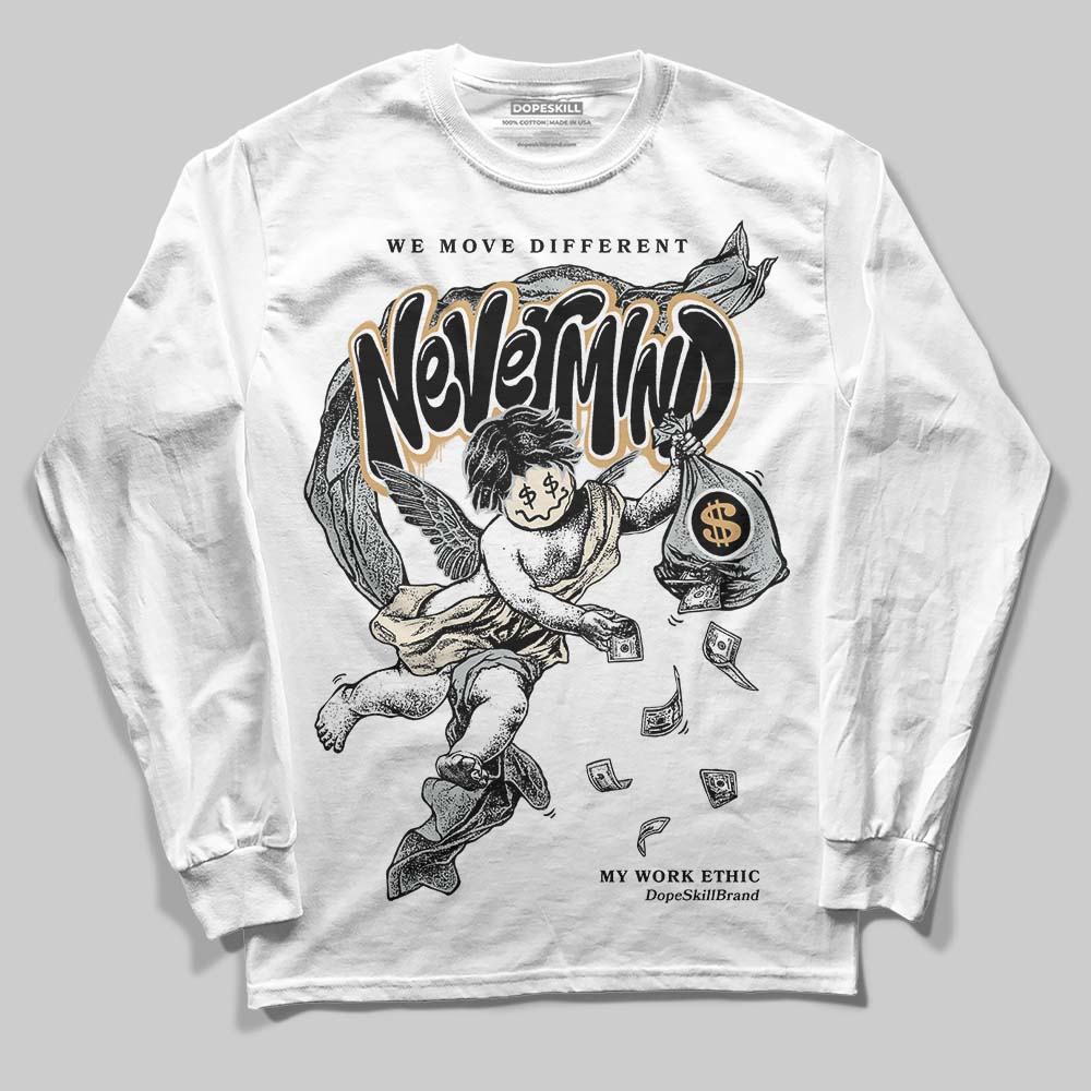 Jordan 5 Retro Reverse Metallic DopeSkill Long Sleeve T-Shirt Nevermind Graphic Streetwear - White