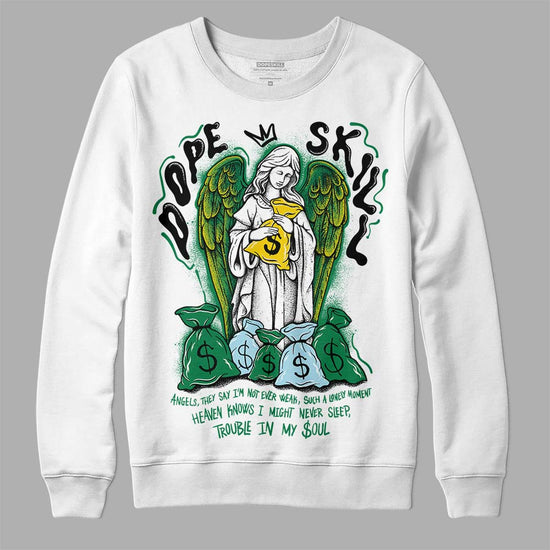 Jordan 5 “Lucky Green” DopeSkill Sweatshirt Angels Graphic Streetwear - White 