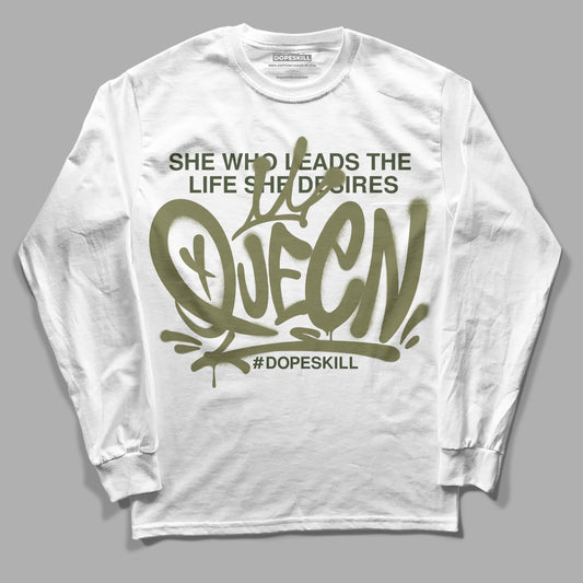 Jordan 4 Retro SE Craft Medium Olive DopeSkill Long Sleeve T-Shirt Queen Graphic Streetwear - White