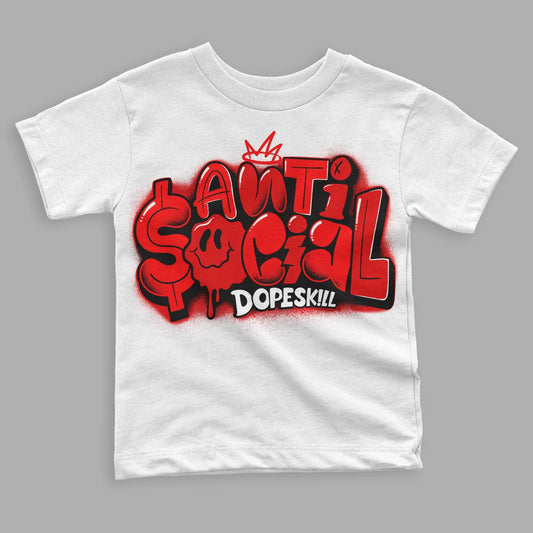 Jordan 1 Retro High OG "Satin Bred" DopeSkill Toddler Kids T-shirt Anti Social Graphic Streetwear - White 