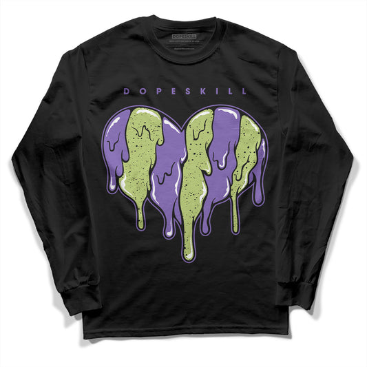 Jordan 4 Retro Canyon Purple DopeSkill Long Sleeve T-Shirt Slime Drip Heart Graphic Streetwear - Black 