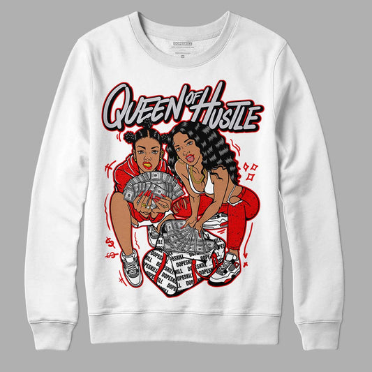 Jordan 4 Retro Red Cement DopeSkill Sweatshirt Queen Of Hustle Graphic Streetwear - White