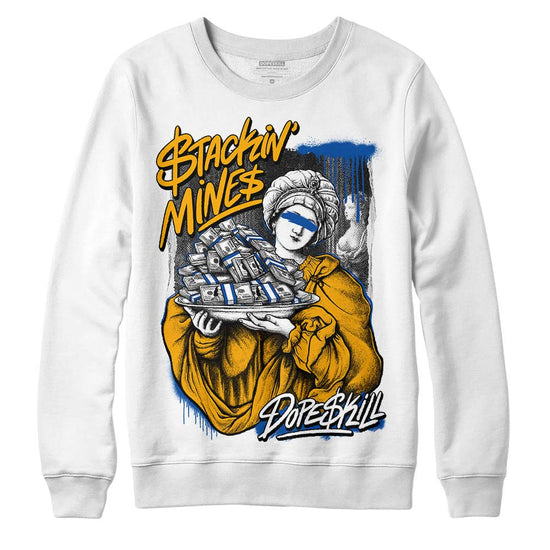 Dunk Blue Jay and University Gold DopeSkill Sweatshirt Stackin Mines Graphic Streetwear - White