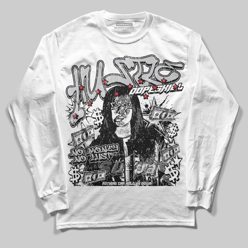 Grey Sneakers DopeSkill Long Sleeve T-Shirt No Money No Lust Graphic Streetwear - White 