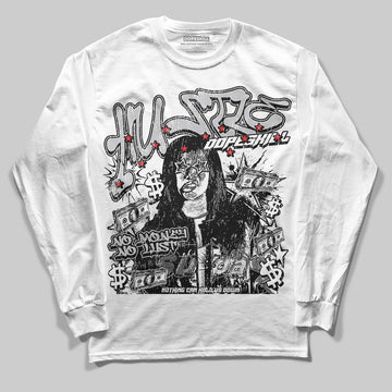 Grey Sneakers DopeSkill Long Sleeve T-Shirt No Money No Lust Graphic Streetwear - White 