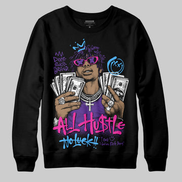 PURPLE Sneakers DopeSkill Sweatshirt All Hustle No Luck Graphic Streetwear - Black