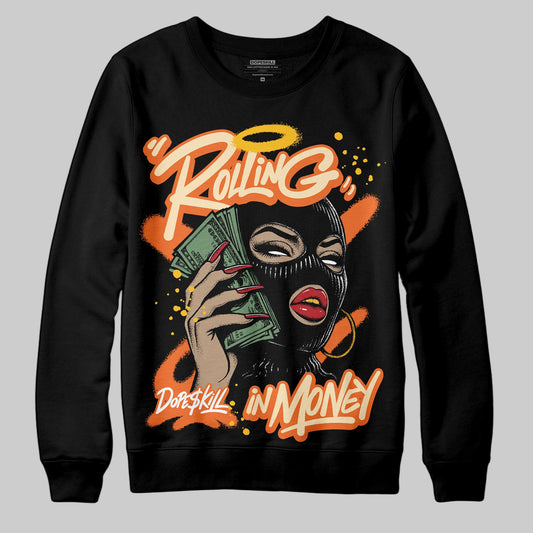 Orange, Black and White Sneakers DopeSkill Sweatshirt Rolling in Money Graphic Streetwear - Black